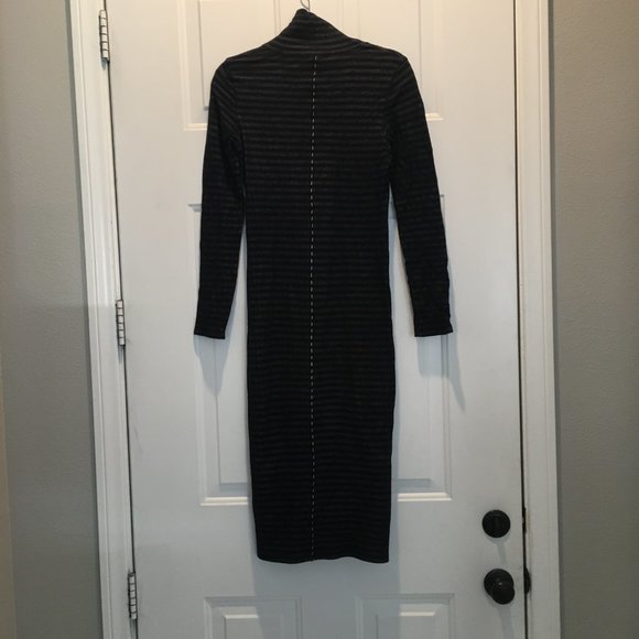 rag & bone navy and gray stripe long sleeve turtleneck knit midi dress - Picture 2 of 5